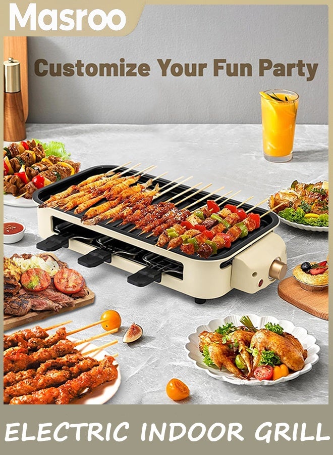 Masroo Electric Indoor Grill, Grills 2 in 1 Indoor for Kitchen with Grill Net & Non-Stick Cooking Removable Plate, Temperature Control, Dishwasher Safe, Smokeless Grill - Image 4